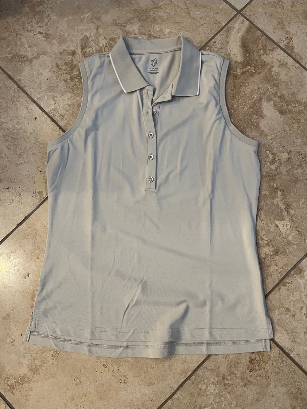 GG Blue Sleeveless Cream Sport Top M